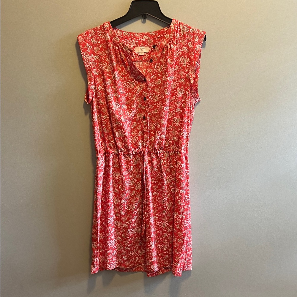 LOFT Red Floral Mini Dress